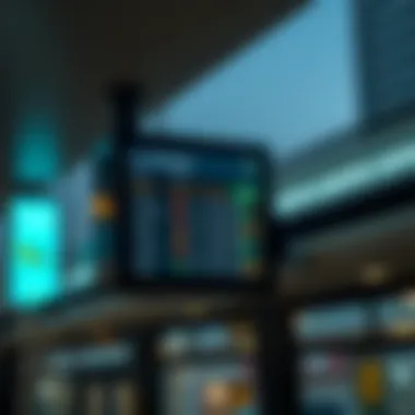 Digital display showing the bus schedule and upcoming stops