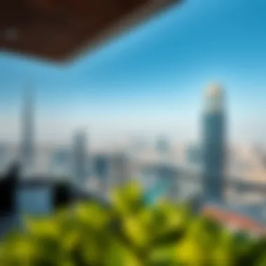 Panoramic view from the rooftop terrace of Al Husn Tower 2 overlooking Dubai