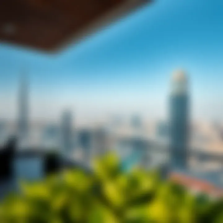 Panoramic view from the rooftop terrace of Al Husn Tower 2 overlooking Dubai