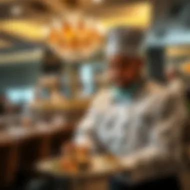 Chef presenting a gourmet dish at a Bay Square restaurant