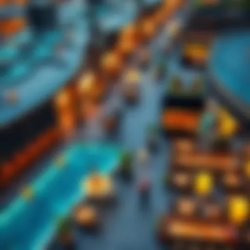 Aerial view of Bay Square showcasing vibrant restaurants