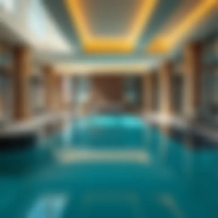 Luxurious amenities offered at Carson Tower such as pool and gym facilities