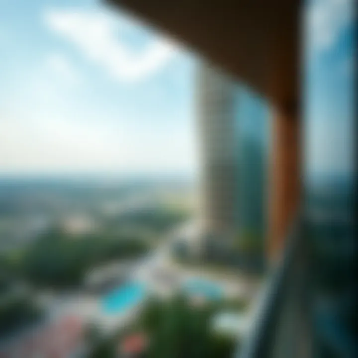 Scenic view of Damac Hills surrounding Carson Tower with lush greenery