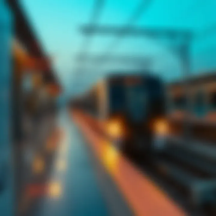 Metro train arriving at a platform during peak hours