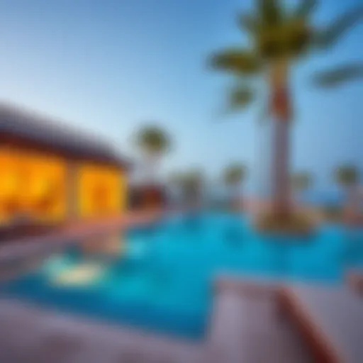 Luxurious villa with a serene private pool surrounded by palm trees.