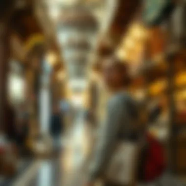 Exploring a Traditional Arabian Souk A shopper exploring a traditional Arabian souk