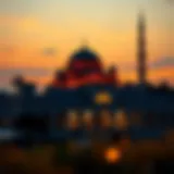 Breathtaking sunset over a historic mosque