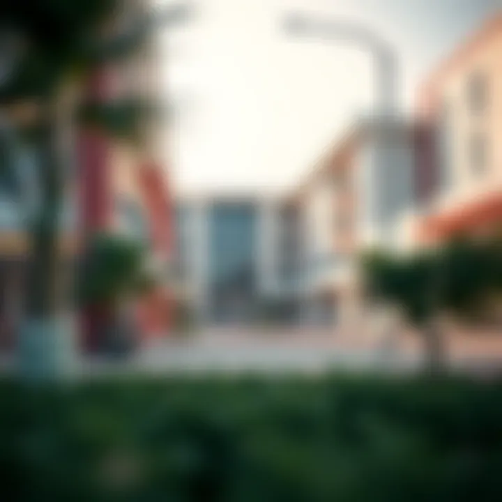 Modern Campus Architecture in Al Barsha A vibrant school campus in Al Barsha showcasing modern architecture