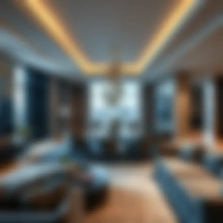 Interior design of a luxury apartment in Al Habtoor Dip highlighting contemporary style