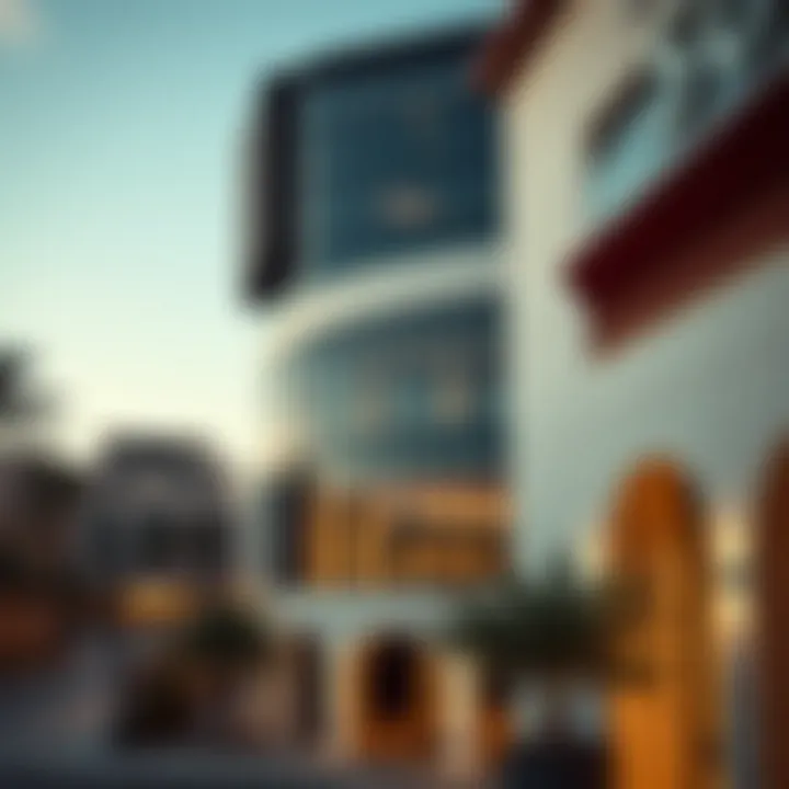 An architectural detail of a modern building in Al Shindagha, symbolizing the blend of old and new