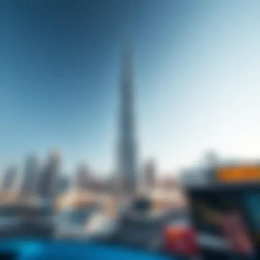 The Burj Khalifa towering over the Dubai skyline