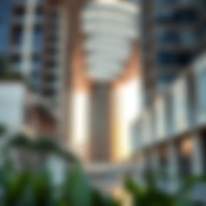 Architectural details highlighting the fusion of design and urban landscape