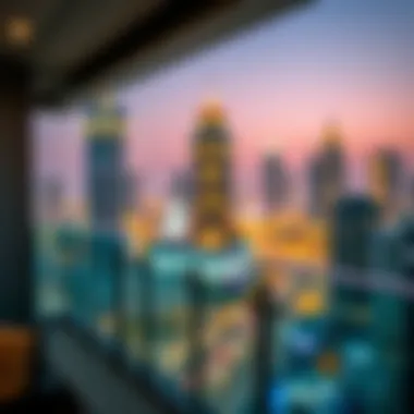 Elegant balcony view overlooking vibrant city life below