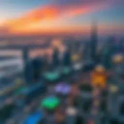 Stunning panoramic view of Dubai's skyline from a luxury apartment