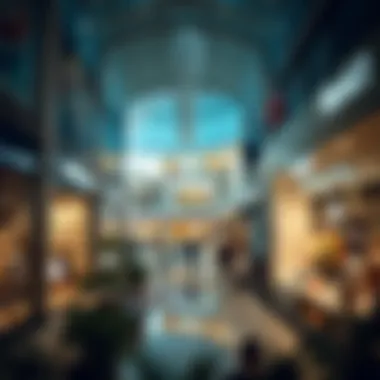 Vibrant retail landscape within Dubai Hill Mall featuring diverse shops