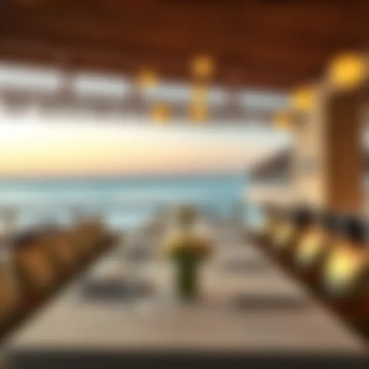 Elegant dining setup with ocean backdrop at a coastal restaurant
