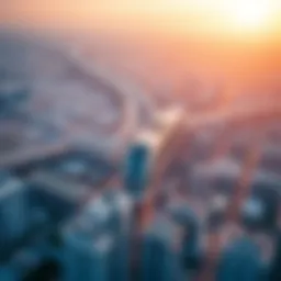 Aerial view of Dubai showcasing proposed Etihad Rail routes