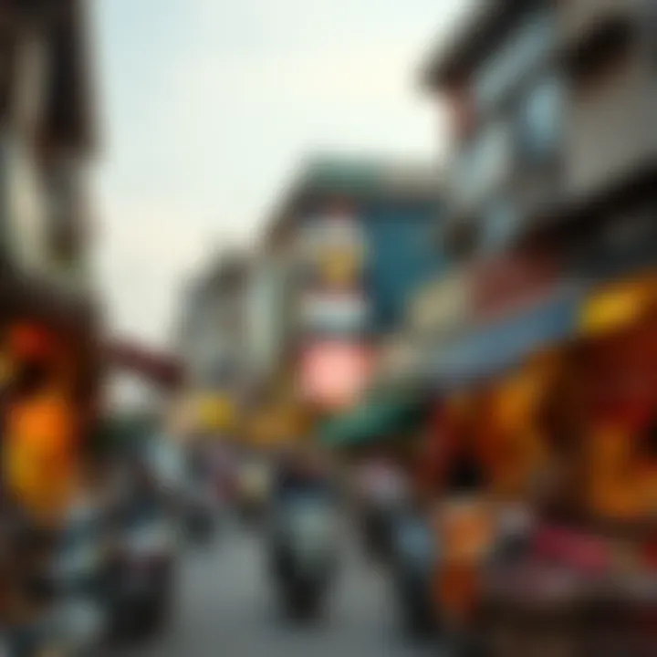 A bustling street near Meena Bazaar showcasing local commerce