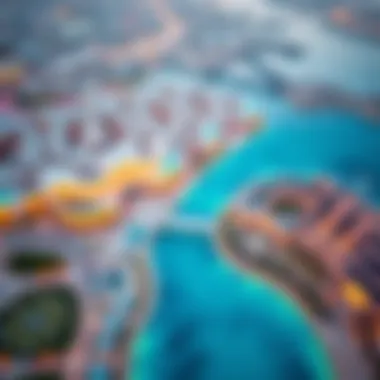 Aerial view of Nakheel International City showcasing its architectural design.