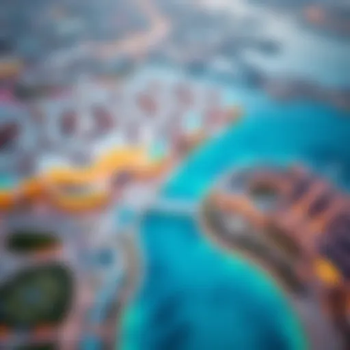 Aerial view of Nakheel International City showcasing its architectural design.