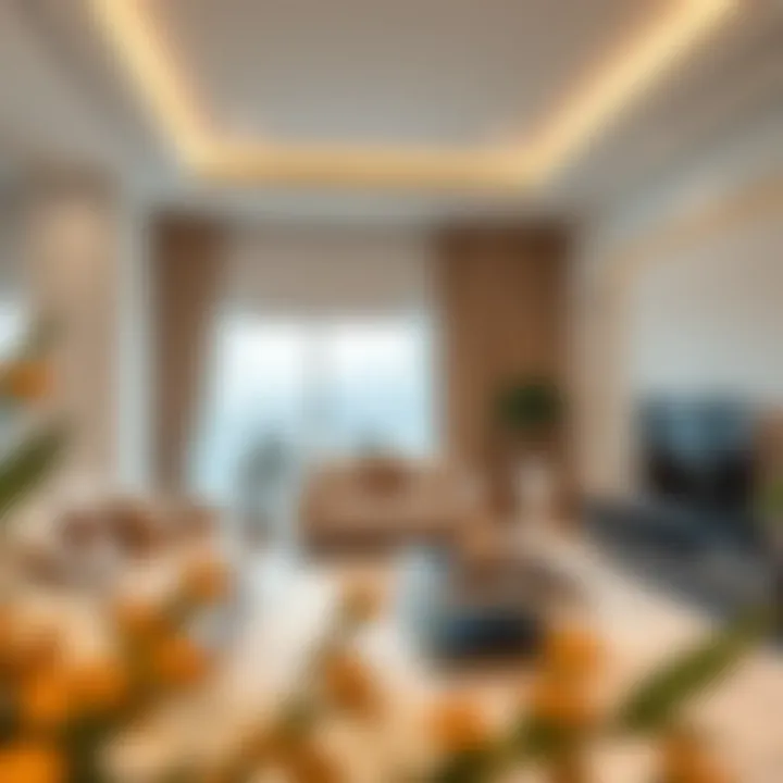 Luxurious living room interior of a rental apartment in Dubai