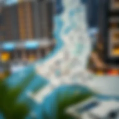 Map highlighting popular rental districts in Dubai