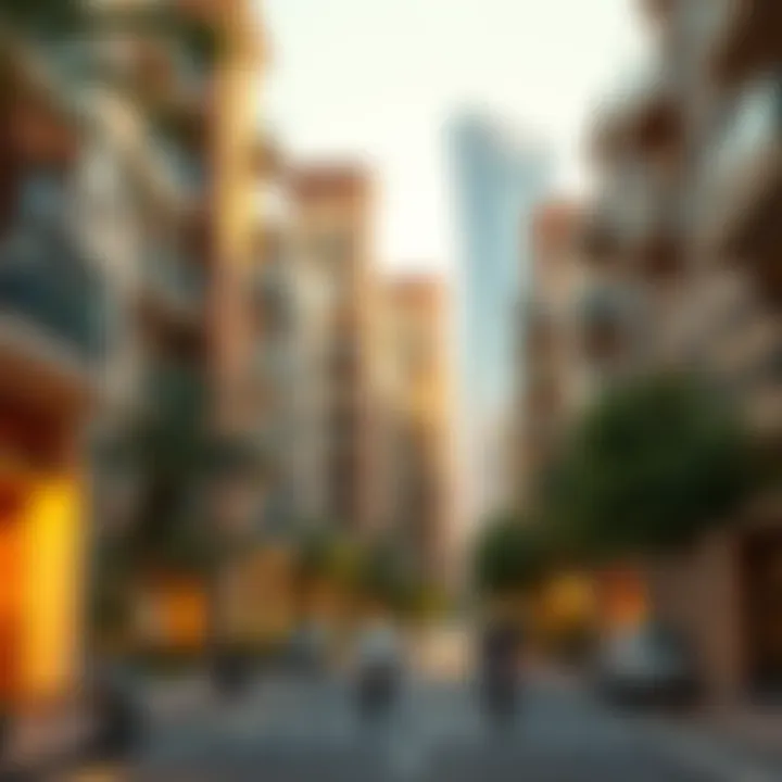 Vibrant neighborhood street scene in Dubai