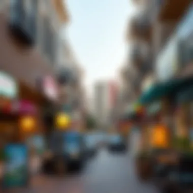 Vibrant street view of Al Nahda with shops and cafes