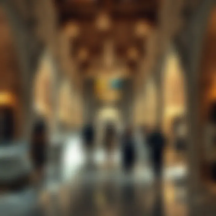 Visitors enjoying a shopping experience at Souk Al Marfa, surrounded by stunning design elements