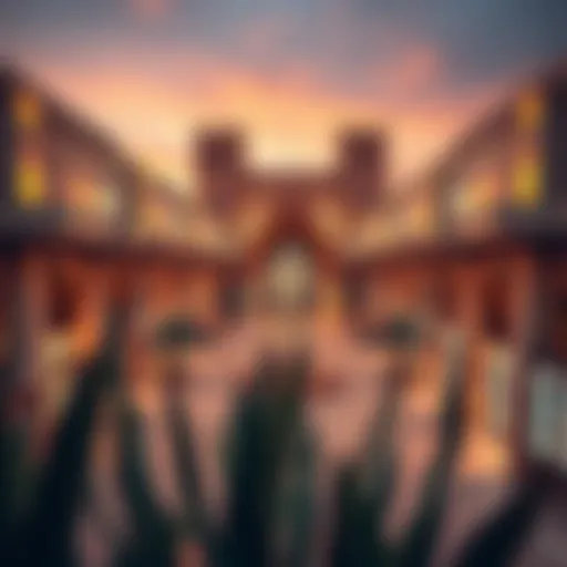 A panoramic view of Souk Al Marfa showcasing its unique architectural design