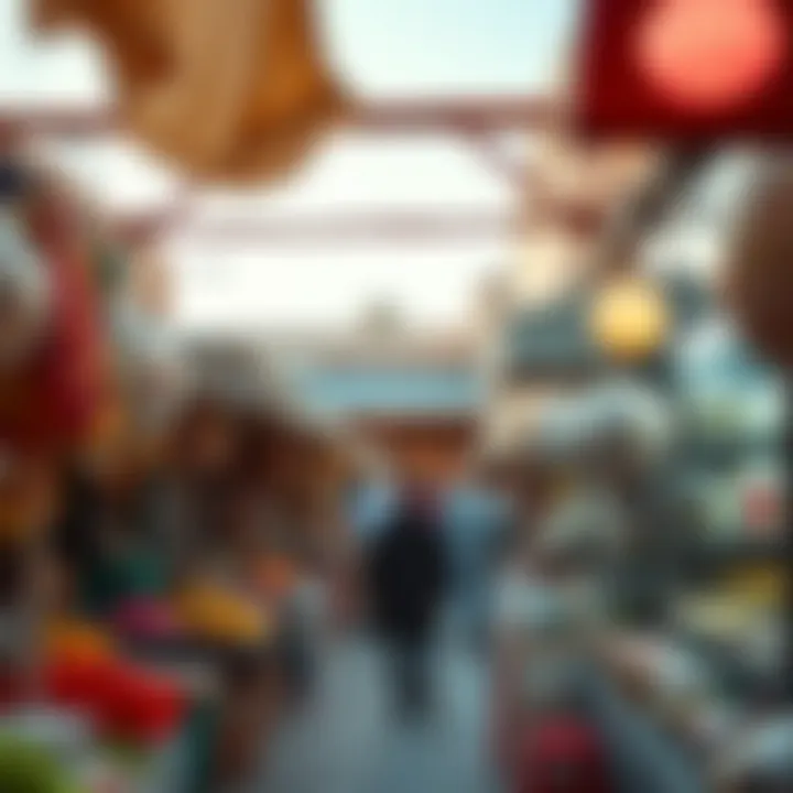 Vibrant market stalls filled with diverse products at Souk Al Marfa