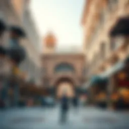 A vibrant view of Souq Nayef showcasing its architectural beauty and bustling atmosphere.