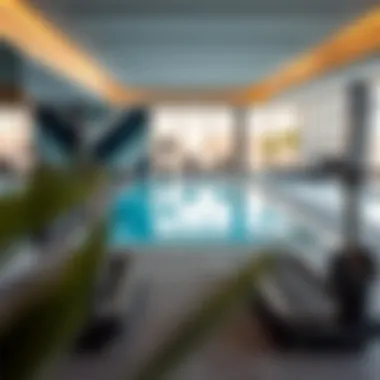 Amenities offered in studio apartments, such as a fitness center and pool