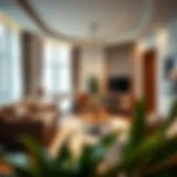 Modern studio apartment interior showcasing stylish furnishings and décor