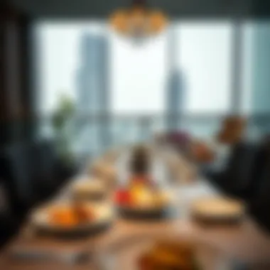 Exquisite dining setup with gourmet cuisine