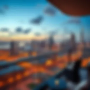 Panoramic skyline view from the hotel balcony