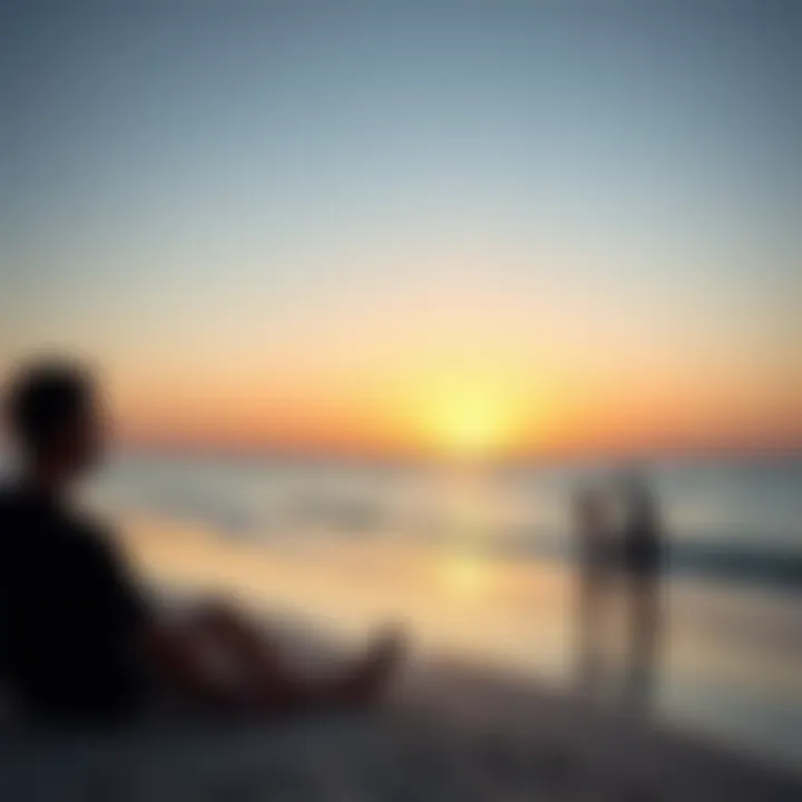 Couples enjoying a serene sunset on a private beach, symbolizing love and tranquility