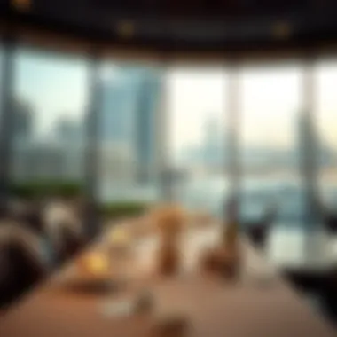 Elegant Dining at Dubai Marina An elegant dining setup with a view of Dubai Marina, capturing the essence of luxury and intimacy