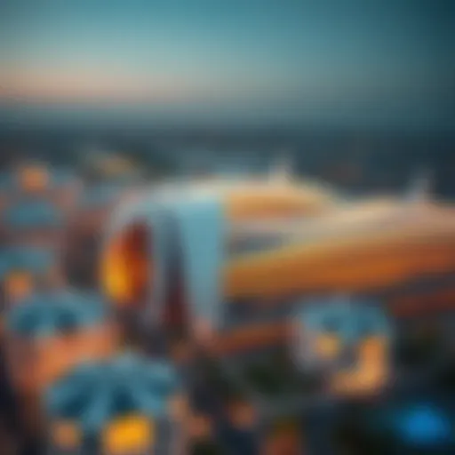 Aerial view of Sky Zone showcasing its architectural design in Dubai