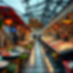 Vibrant marketplace showcasing fresh seafood varieties