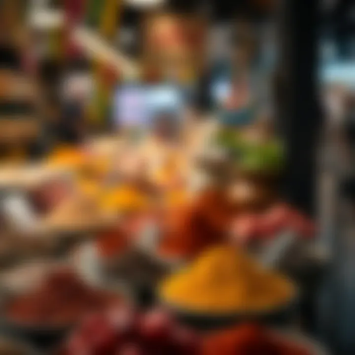 An array of spices on display, representing the rich flavors of Dubai.