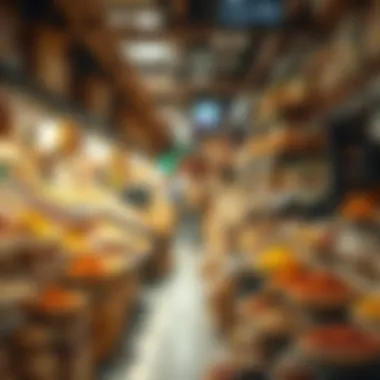 An intricate display of spices and local ingredients found at Naif Market.