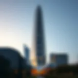 Exterior view of O2 Tower showcasing its unique architecture