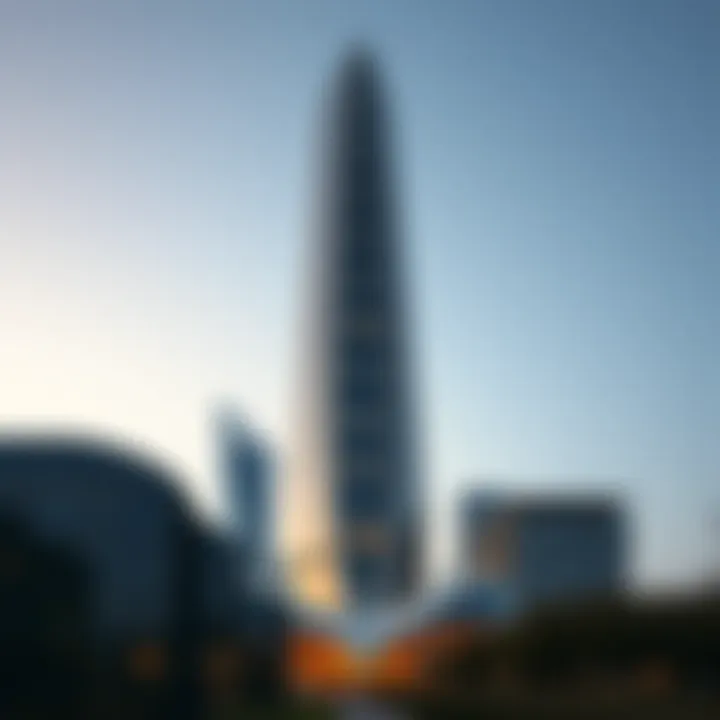 Exterior view of O2 Tower showcasing its unique architecture