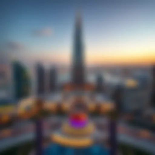 A panoramic view of Sparkle Tower showcasing its shimmering facade