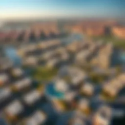 Aerial view of Tilal Al Ghaf showcasing the community layout