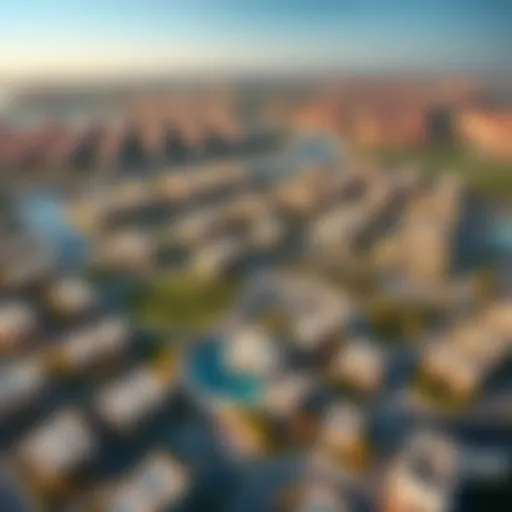 Aerial view of Tilal Al Ghaf showcasing the community layout