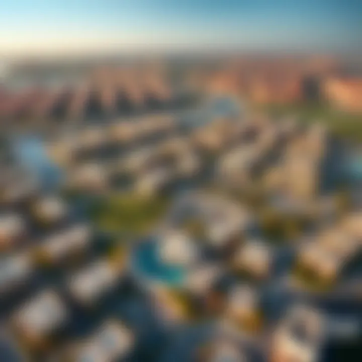 Aerial view of Tilal Al Ghaf showcasing the community layout