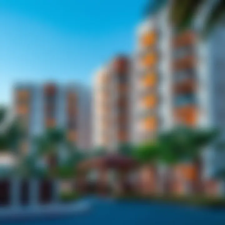 Vibrant neighborhood showcasing two-bedroom apartments