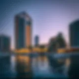 Stunning waterfront view showcasing a modern Water's Edge building